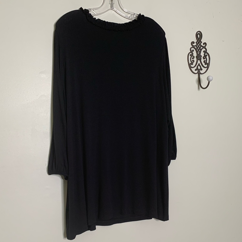 DUPLICATE,  NOT FOR SALE Avenue Black ¾ Sleeve Flowy Blouse Sz 22/24 - Picture 6 of 15